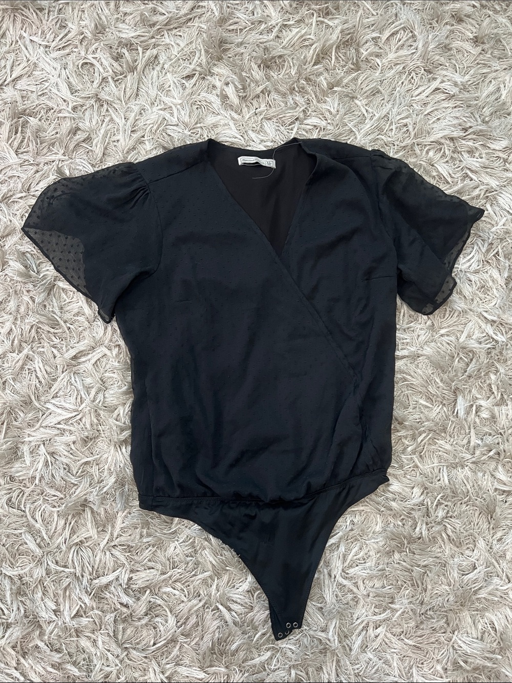 Abercrombie & Fitch Black Wrap-Front Short Sleeve Bodysuit